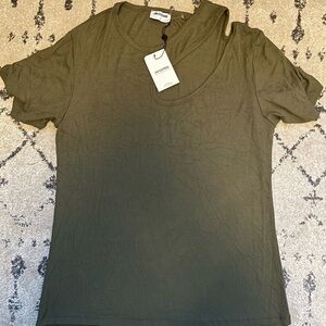 LNA Clothing Olive Green Women's Cutout Top